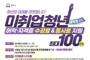 성남시, 미취업 청년 지원 '올패스' 대상 34세→39세로 확대