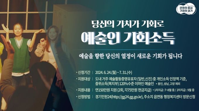이천시, ‘2024년 경기도 예술인 기회소득’ 연 150만원 지원