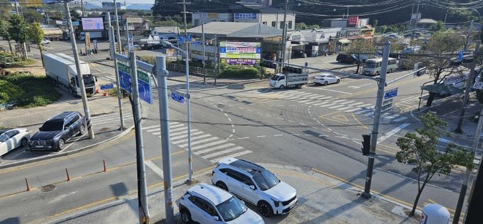 용인특례시가 회전교차로를 설치할 예정인 백암면사무소사거리 전경
