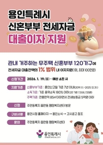 용인특례시, 2026년 신혼부부 전세자금 대출이자 지원사업 신청 접수