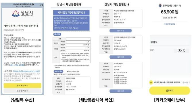 카톡으로 안내하는 성남시 '통합 알림톡' 서비스